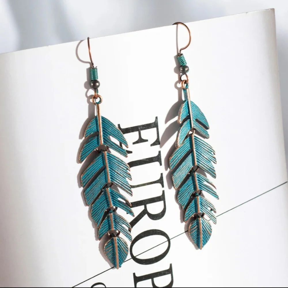 Tropical Fern Leaf Drop Earrings